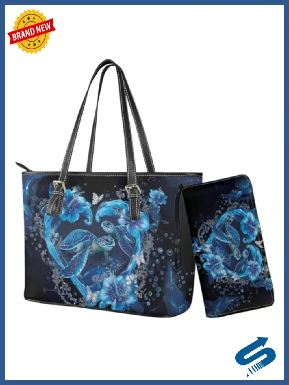 Women's PU Leather Tote Bag Satchel Purse with Matching Wallet Top Handle